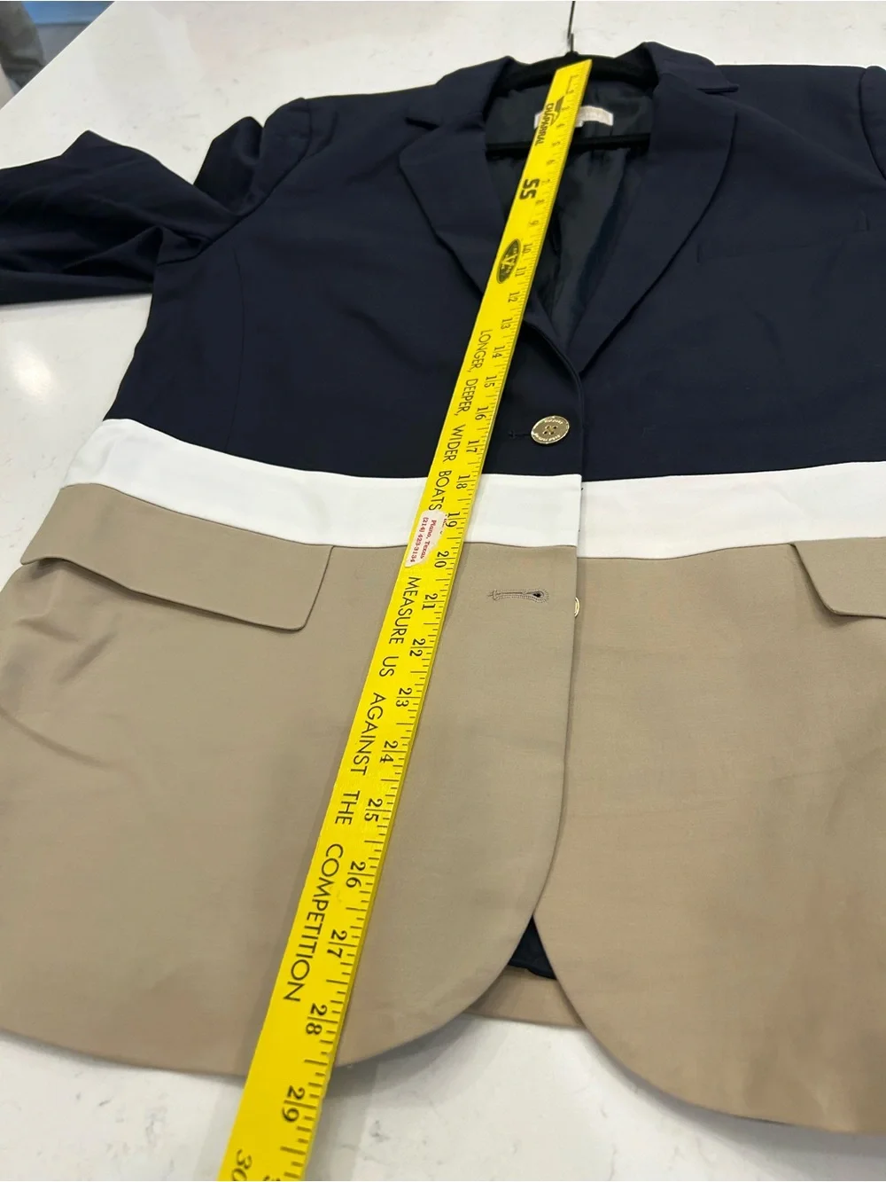 Michael Kors Navy, Tan & Cream Colorblock Blazer